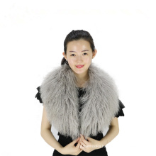 Ladies Genuine Luxury Mongolian Lambswool Fur Womens Collar Scarf for Outwear Coat